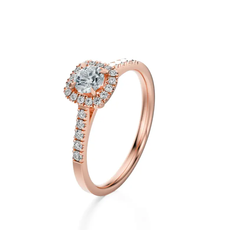 Pierścionek z różowego złota z diamentami